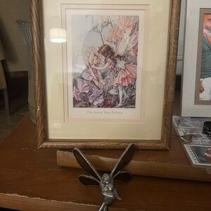 Bundle! Cicely Mary Barker Sweet Pea Fairies Print & Stained Glass Pewter Fairy